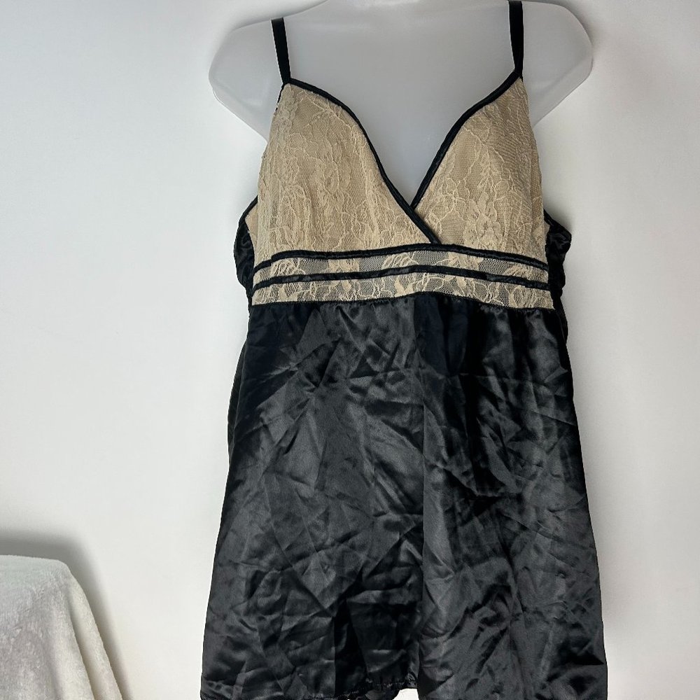 Cacique Black‎ w/Brown Lace 2PC Pajama Set 14/16